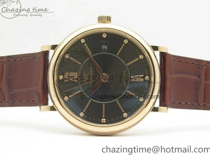 MIROTIME 0428 SportInspired Portofino IW458101 RG MK 1:1 Best Edition Gray Dial On Brown Leather Strap MIYOTA 7165